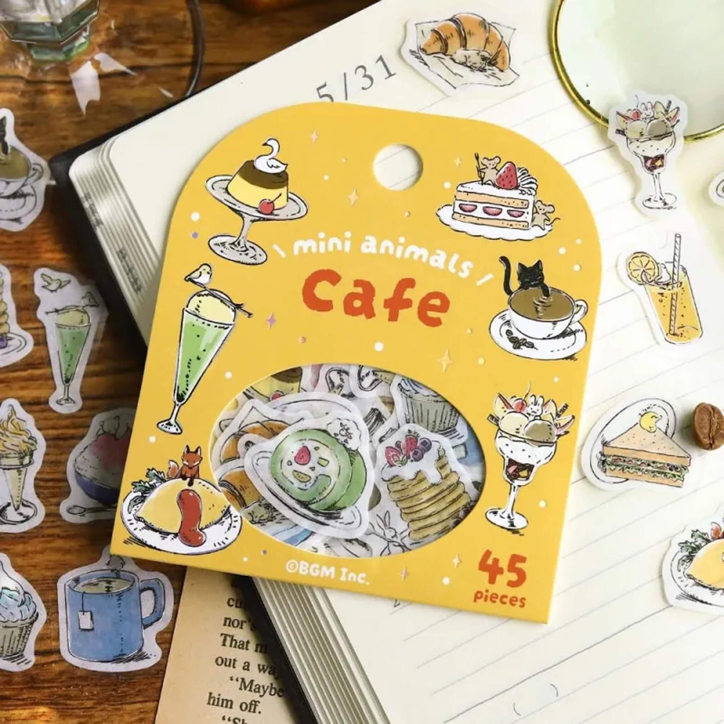BGM Foil Flake Sticker Mini Animals - Cafe