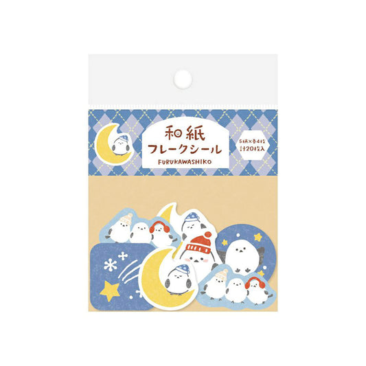 Furukawa Shiko Washi Flake Sticker - Bird and Starry Sky - Wa-Life 2025 Winter Limited