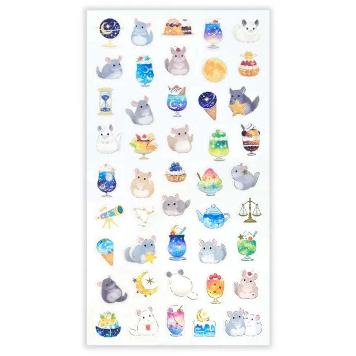 NB Mattari Animals Sticker Sheet - Chinchilla × Night Cafe