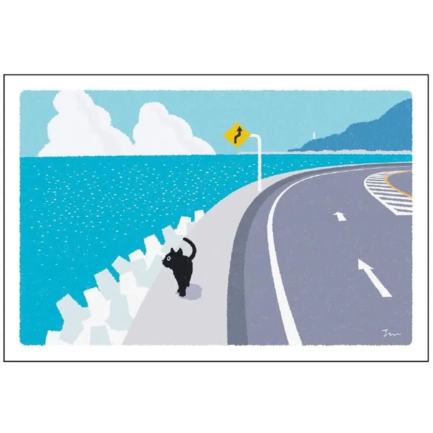 Active Corporation × Toshinori Mori Tabineko Summer Postcard - Coastal Road
