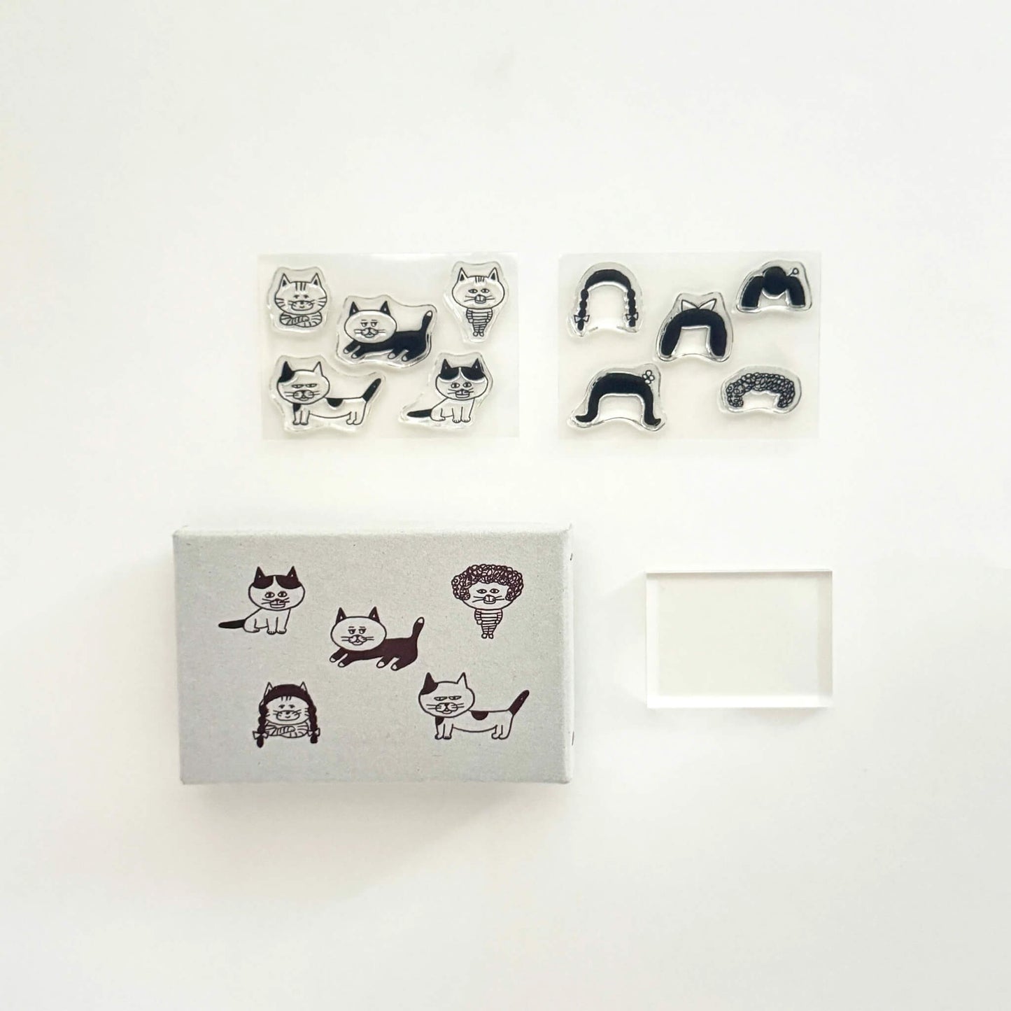 Mizushima × Keiko Shibata JIZAI Clear Stamp Box - Motif Set Cats and Wigs