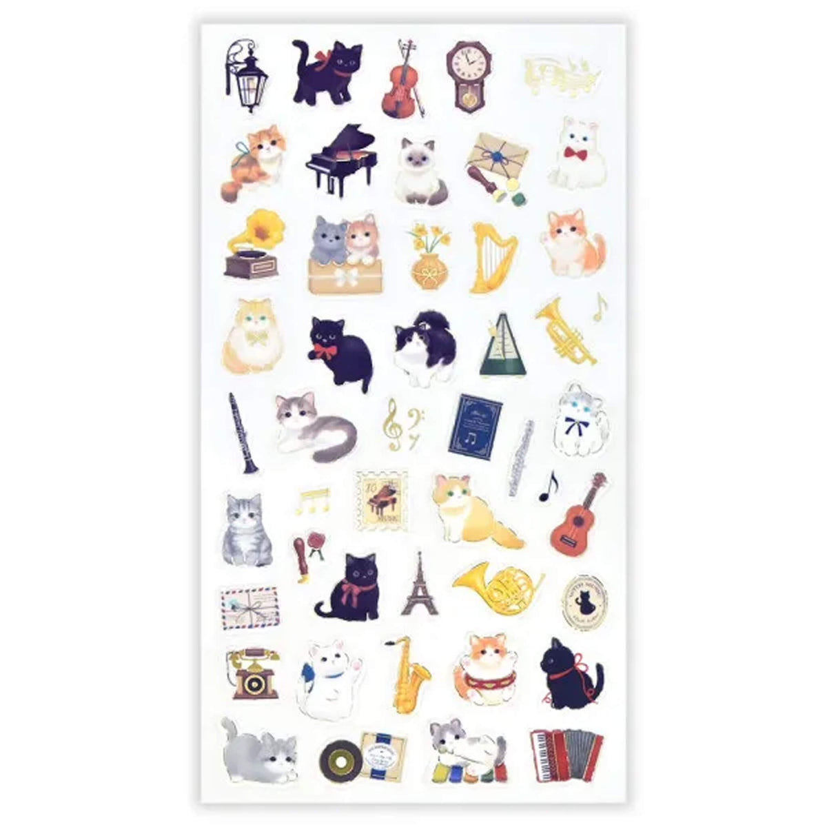 NB Mattari Animals Sticker Sheet - Kitten × Music