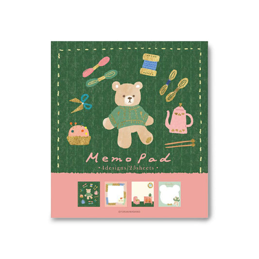 Furukawa Shiko Memo Pad - Knitting and Bear - Wa-Life 2025 Winter Limited