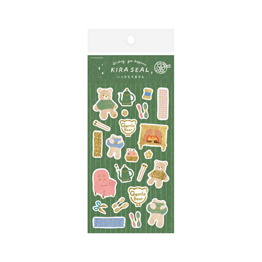Furukawa Shiko Foil Sticker Sheet - Knitting and Bear - Wa-Life 2025 Winter Limited