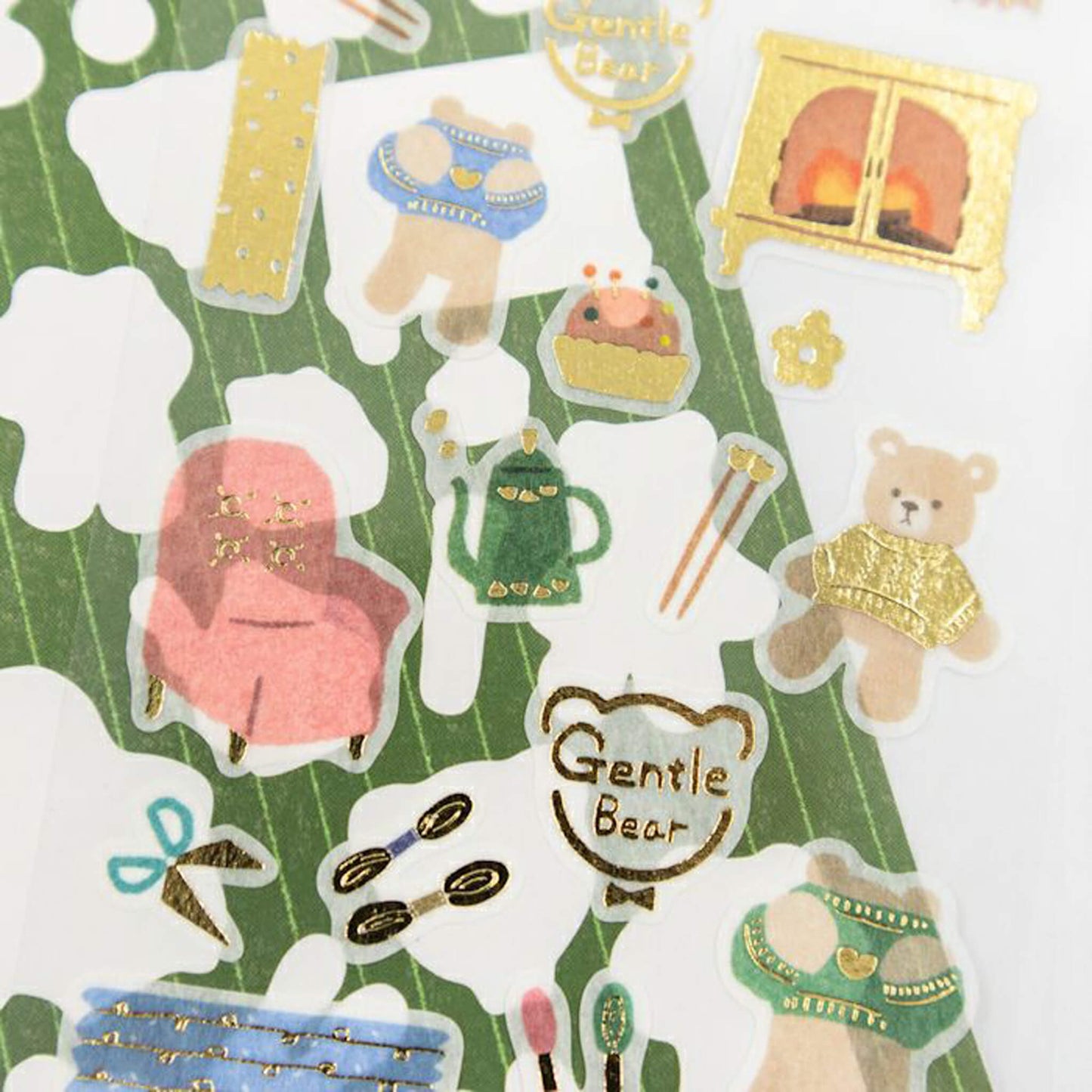 Furukawa Shiko Foil Sticker Sheet - Knitting and Bear - Wa-Life 2025 Winter Limited