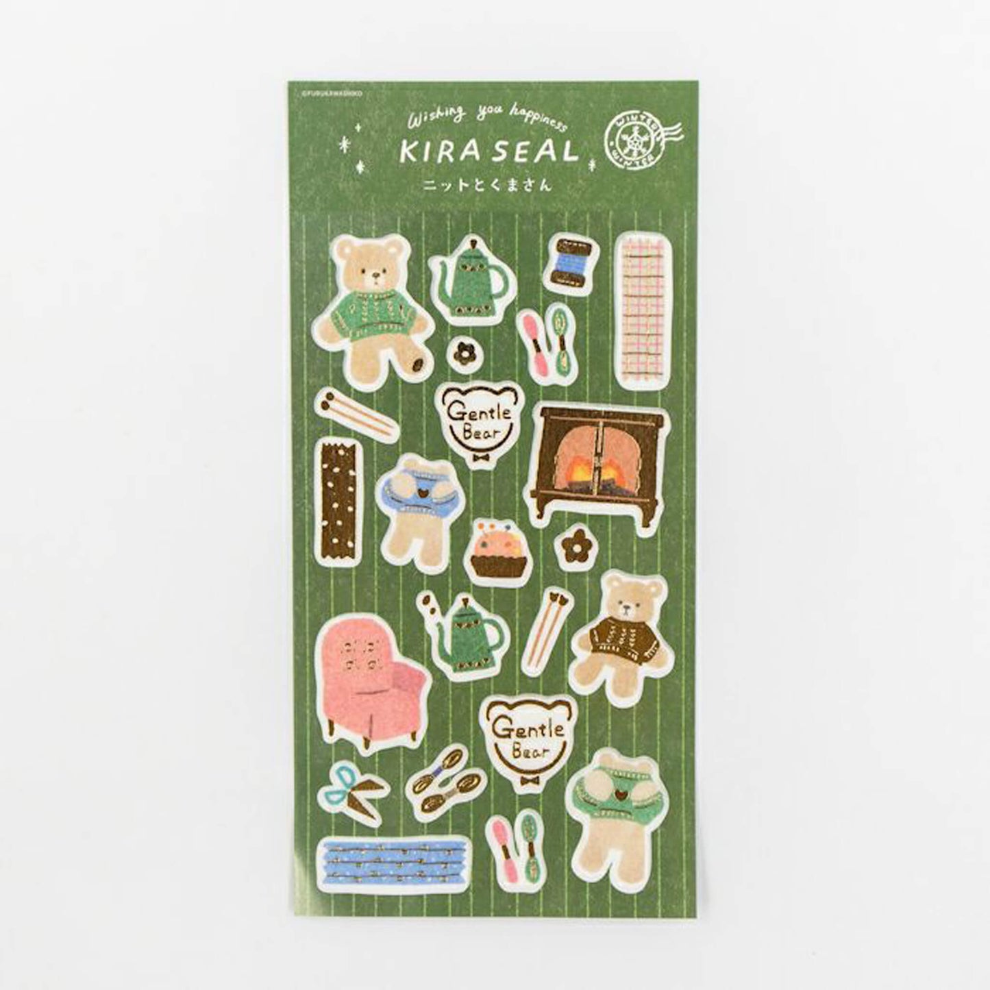 Furukawa Shiko Foil Sticker Sheet - Knitting and Bear - Wa-Life 2025 Winter Limited