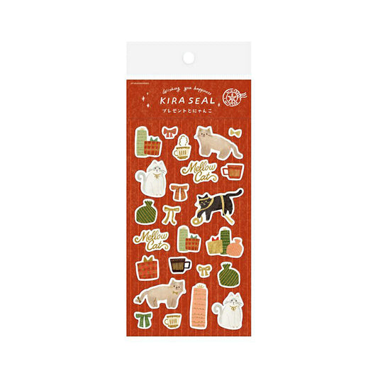 Furukawa Shiko Foil Sticker Sheet - Present and Cat - Wa-Life 2025 Winter Limited
