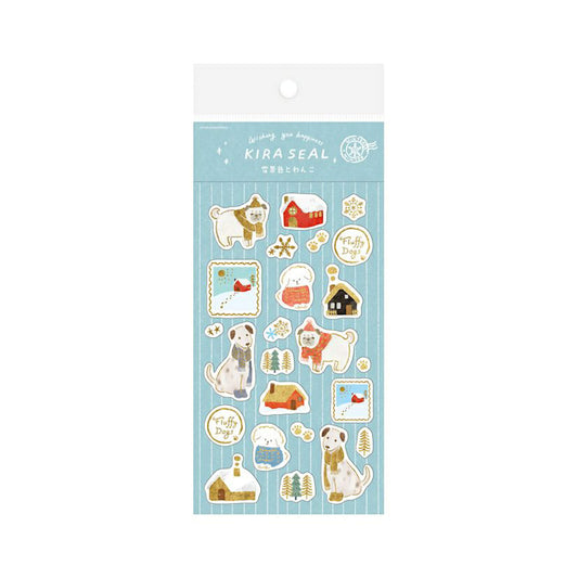 Furukawa Shiko Foil Sticker Sheet - Snow Scene and Dog - Wa-Life 2025 Winter Limited