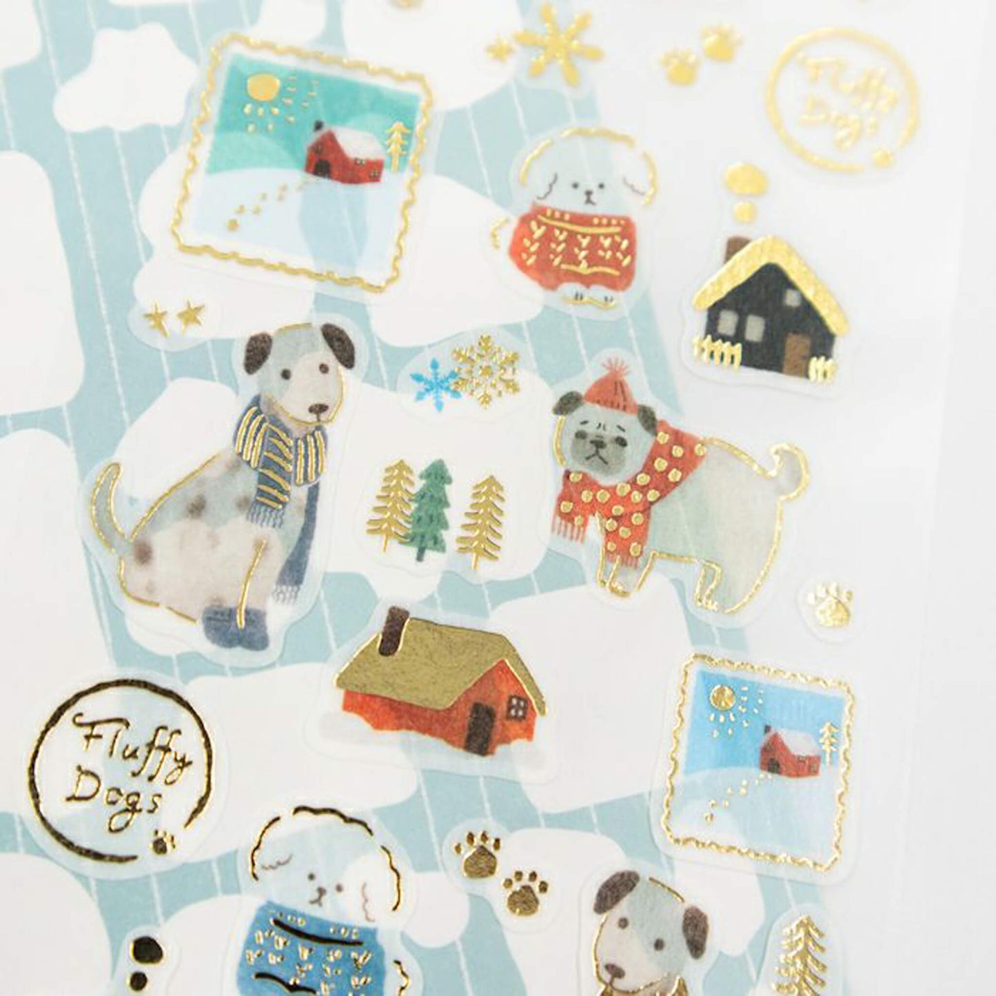 Furukawa Shiko Foil Sticker Sheet - Snow Scene and Dog - Wa-Life 2025 Winter Limited
