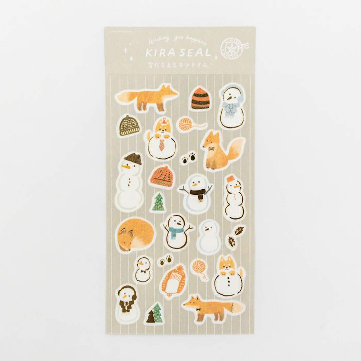 Furukawa Shiko Foil Sticker Sheet - Snowman and Fox - Wa-Life 2025 Winter Limited