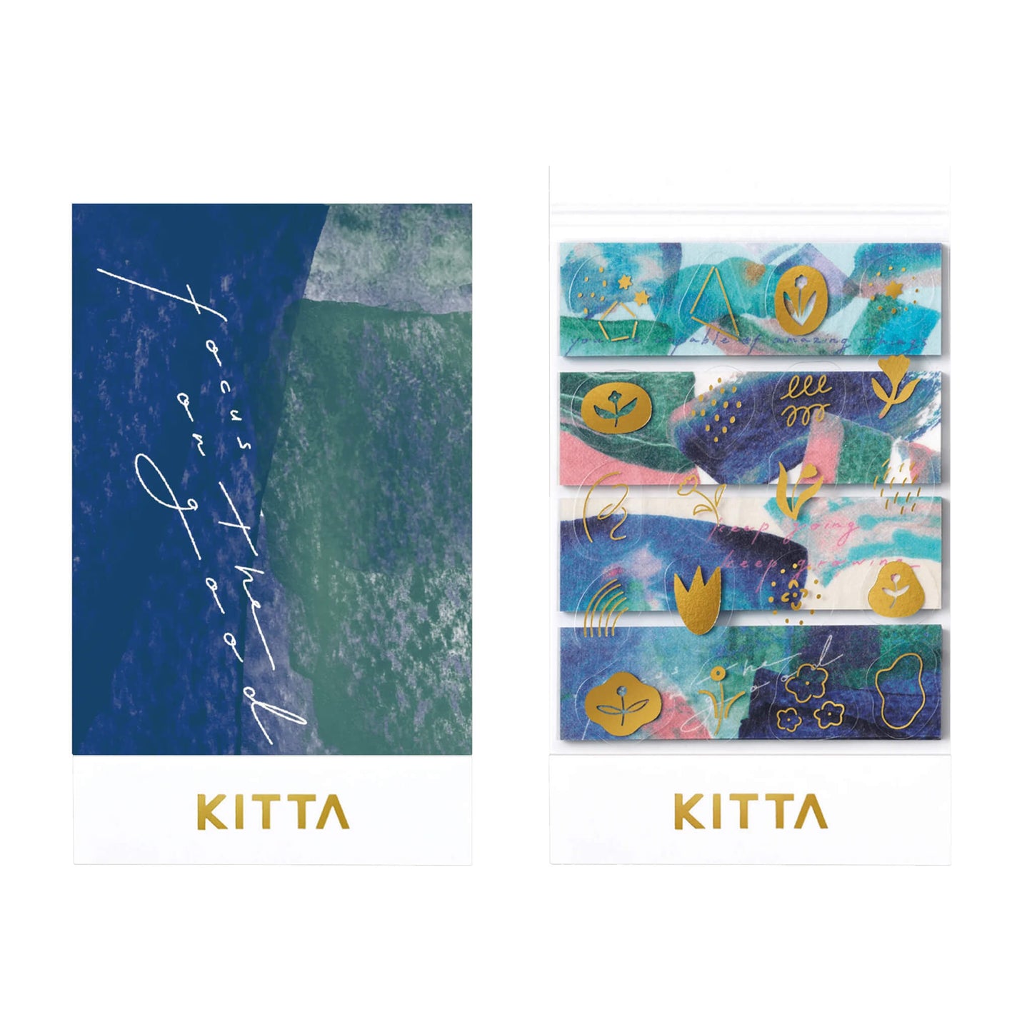 King Jim HITOTOKI KITTA Collage Washi Tape & Sticker - Message (Gold Foil)