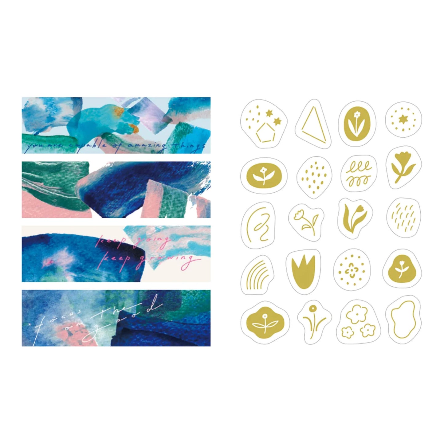 King Jim HITOTOKI KITTA Collage Washi Tape & Sticker - Message (Gold Foil)