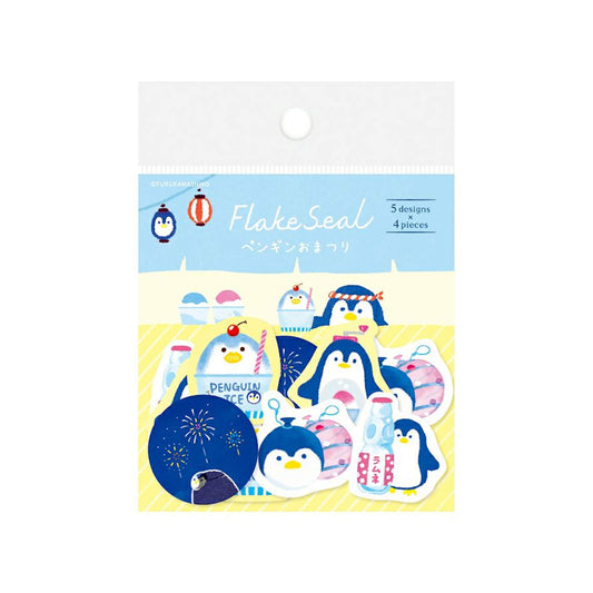 Furukawa Shiko Washi Flake Sticker - Penguin Festival - Wa-Life 2025 Summer Limited