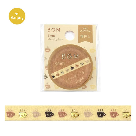 BGM Foil Stamping Washi Tape Slim - Tea Time