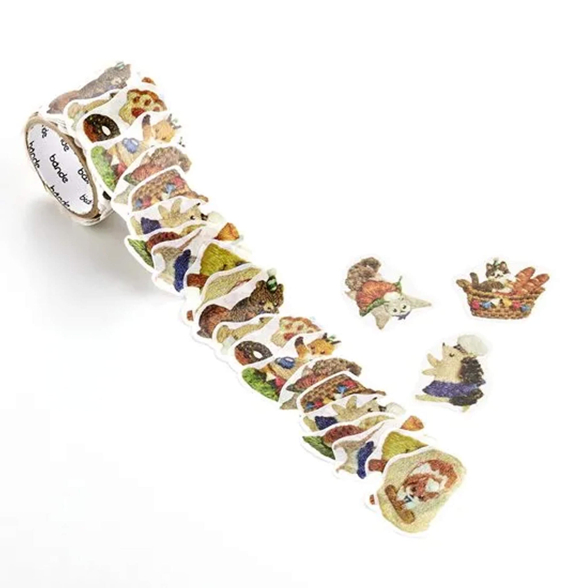 Bande Washi Sticker Roll - Embroidered Forest Bread Market - Roll Stickers