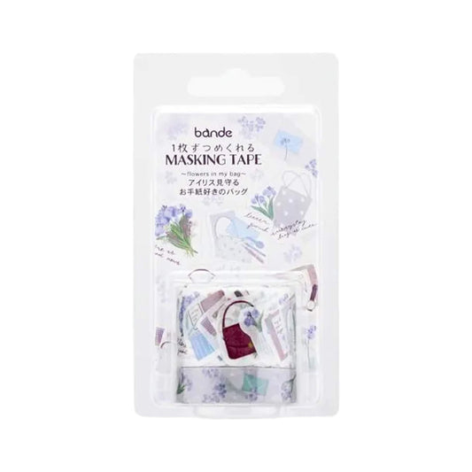Bande Washi Tape Sticker Roll Set - Flowerrs in My Bag: Iris & Letters - Roll Stickers