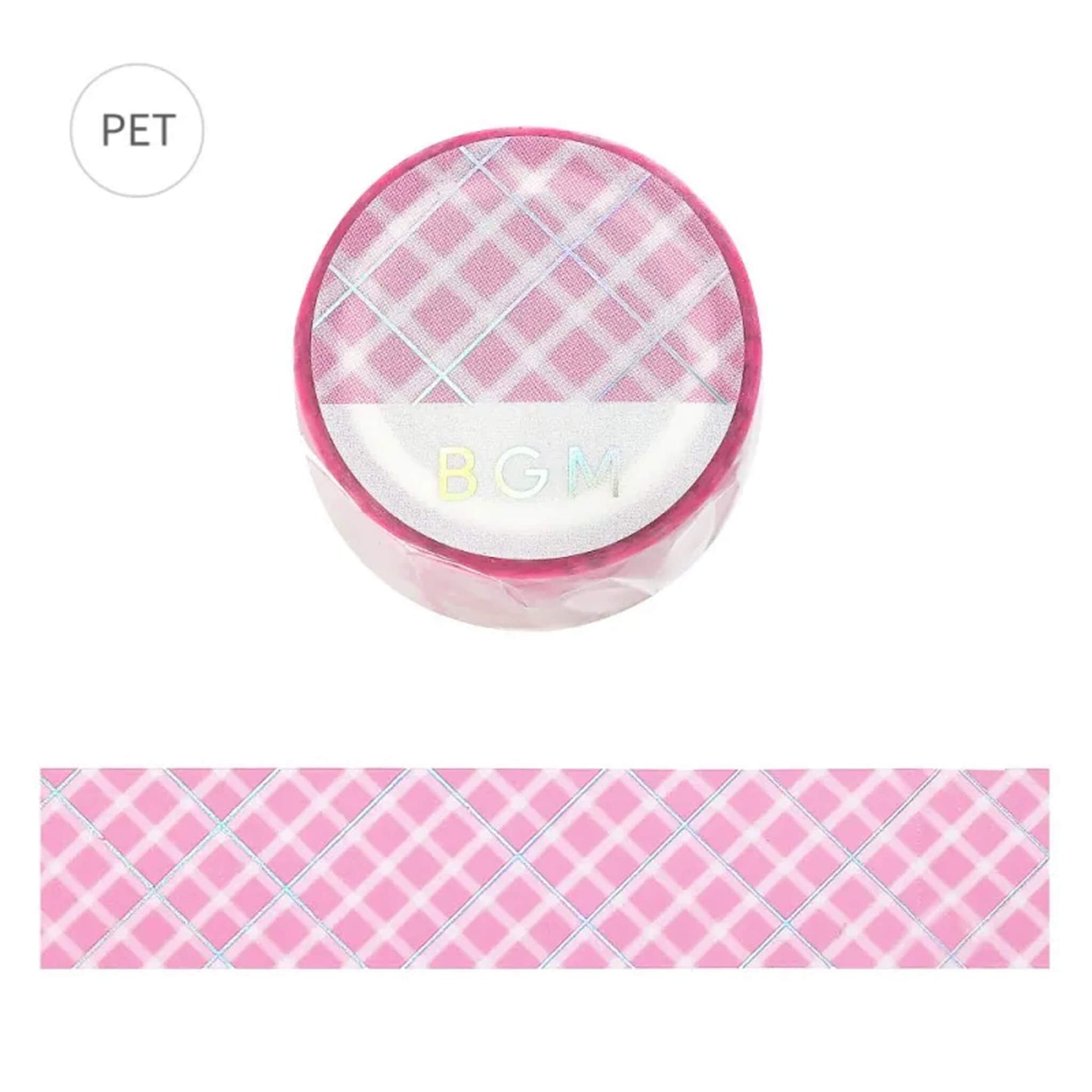 BGM Foil Clear Tape - Pink Plaid - PET Film Tapes
