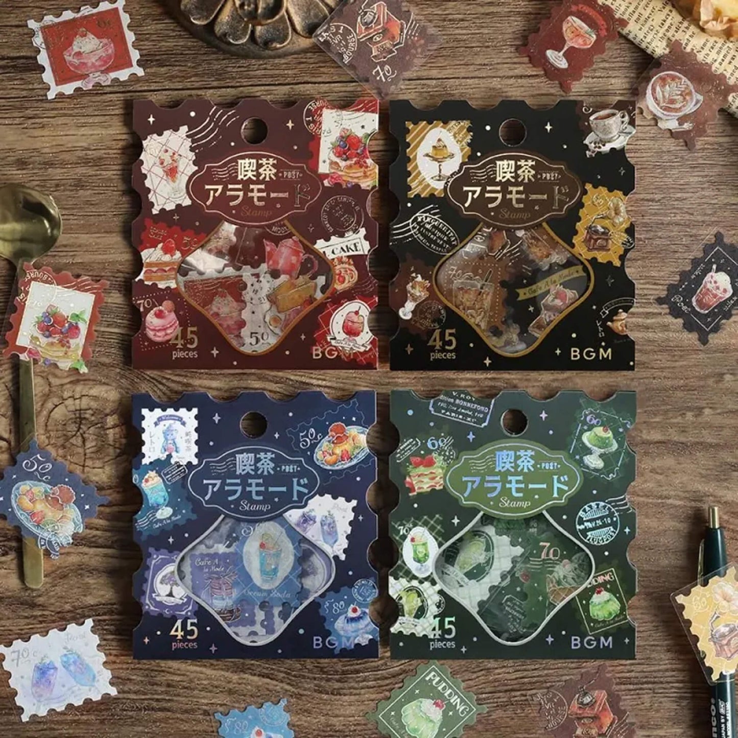 BGM Foil Flake Sticker Café à la Mode Postage Stamp - Blue - Flake Stickers