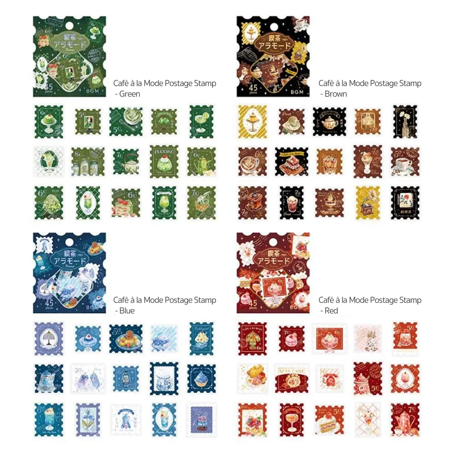 BGM Foil Flake Sticker Café à la Mode Postage Stamp - Blue - Flake Stickers