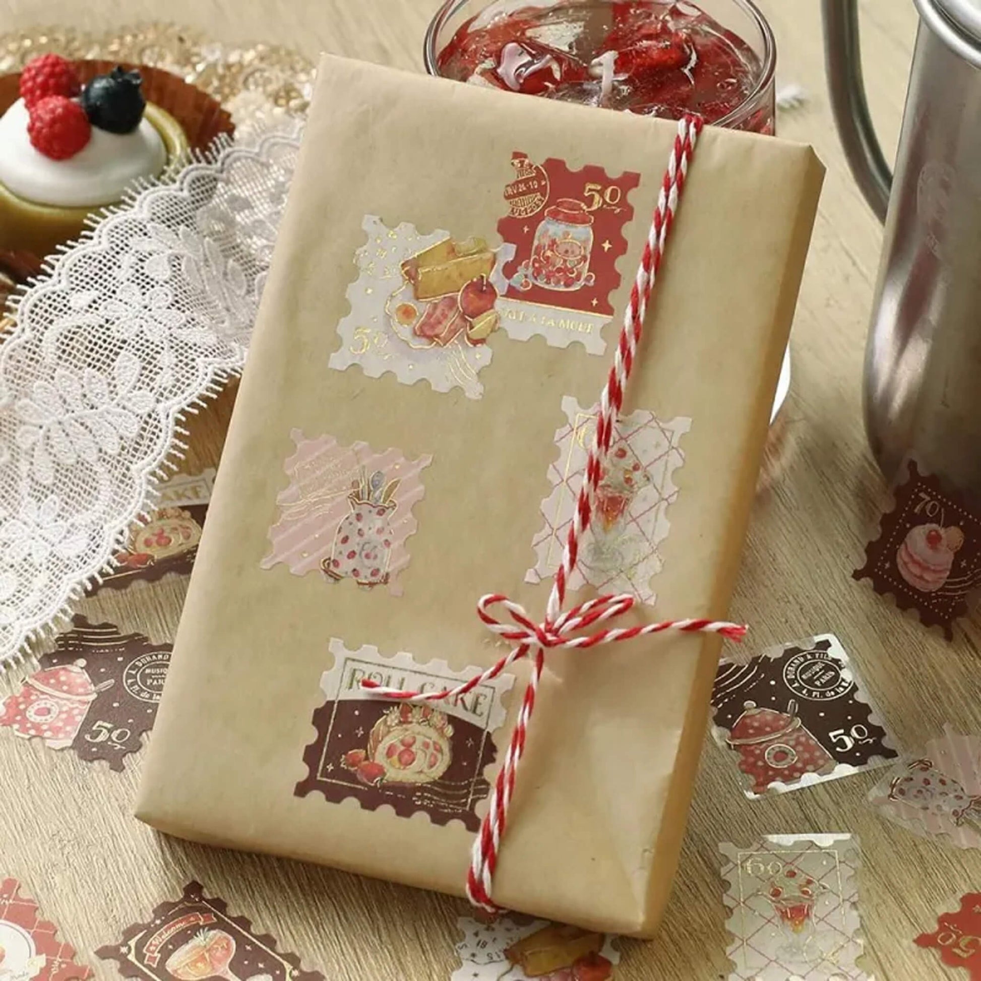 BGM Foil Flake Sticker Café à la Mode Postage Stamp - Red - Flake Stickers