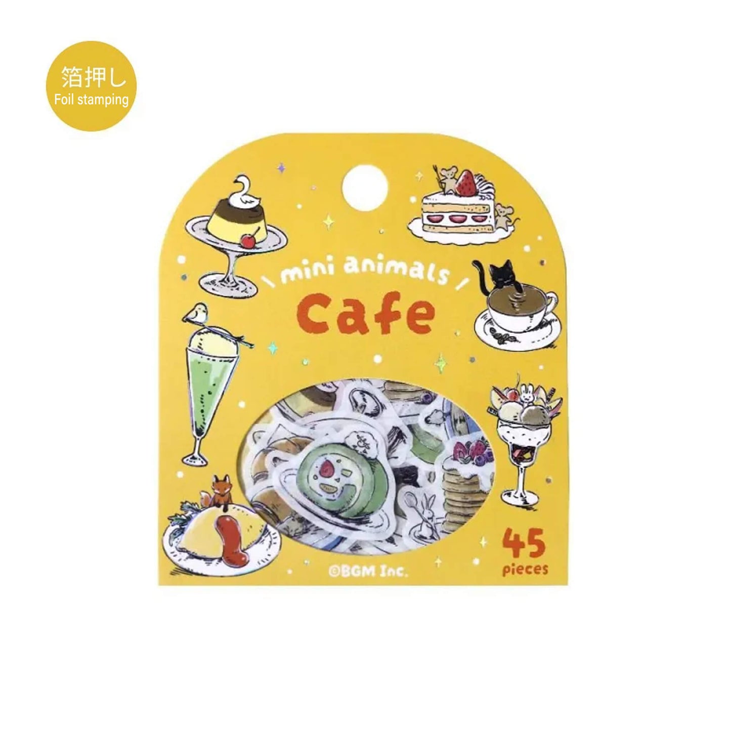 BGM Foil Flake Sticker Mini Animals - Cafe - Flake Stickers