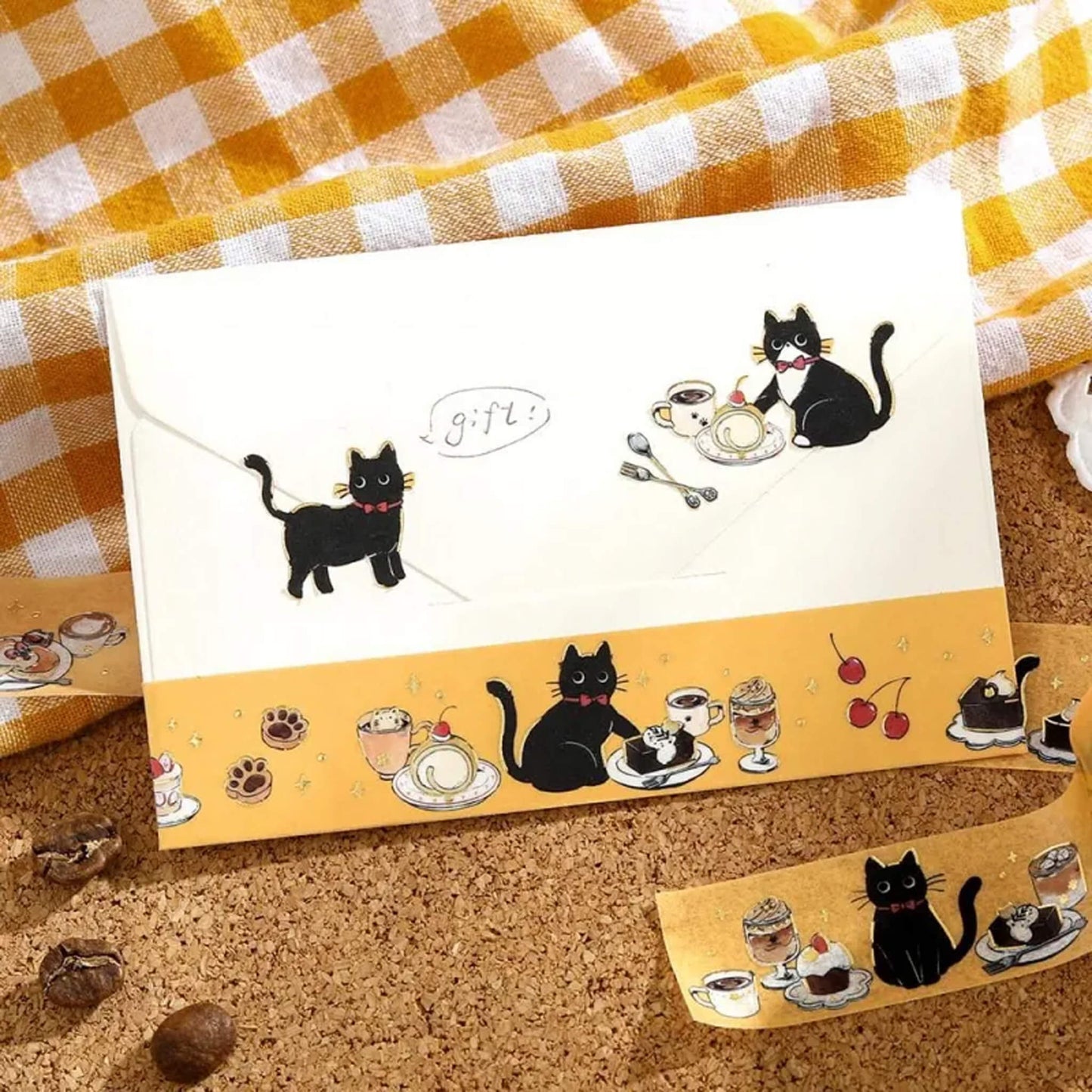 BGM Foil Washi Tape Black Cat Café - Sweets Time - Washi Tapes