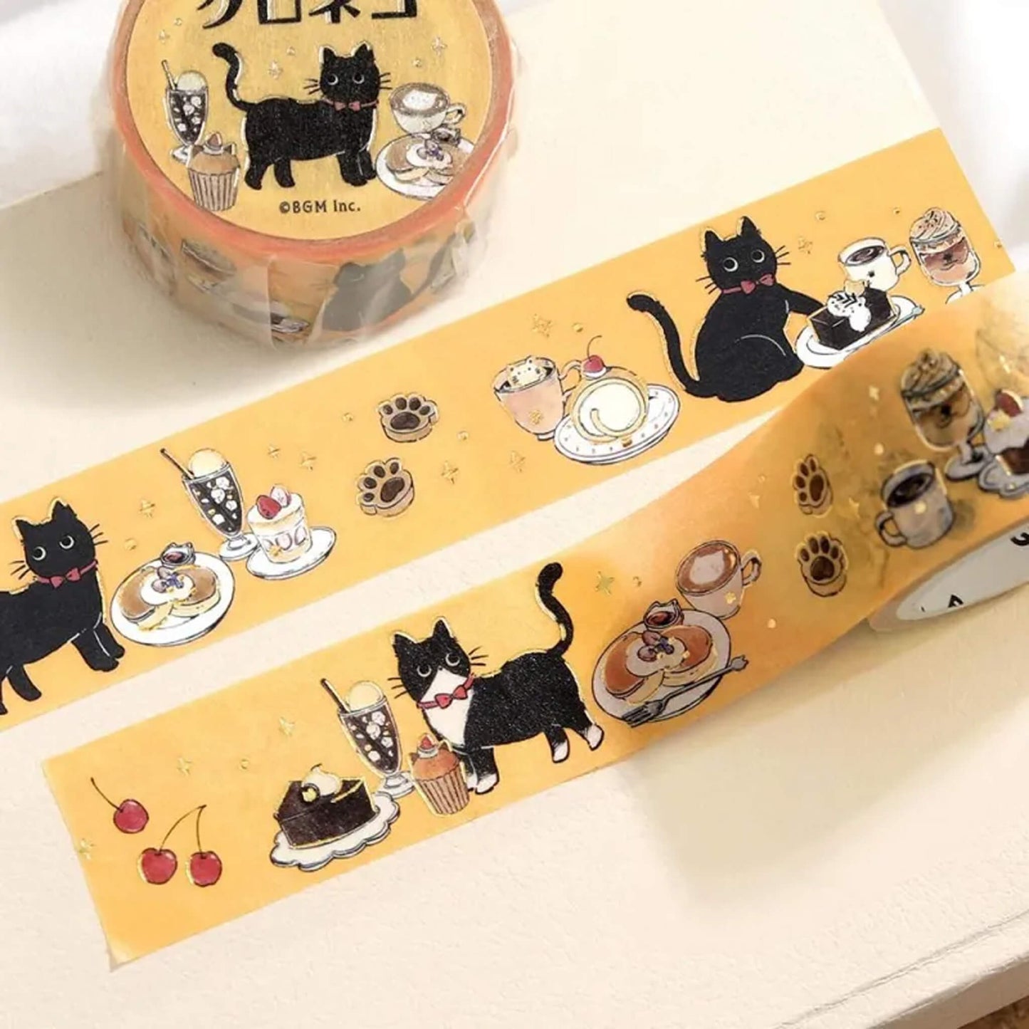 BGM Foil Washi Tape Black Cat Café - Sweets Time - Washi Tapes