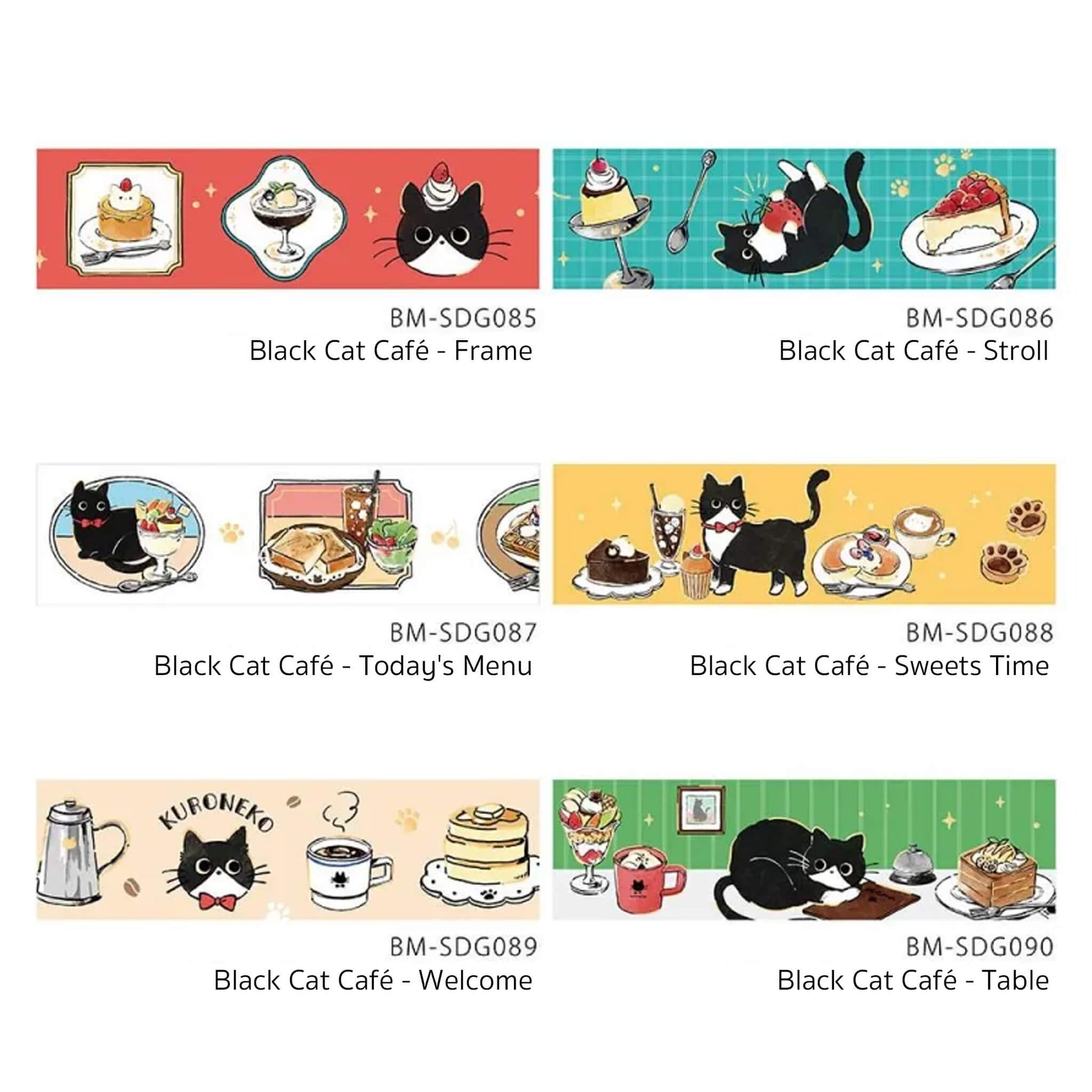 BGM Foil Washi Tape Black Cat Café - Table - Washi Tapes