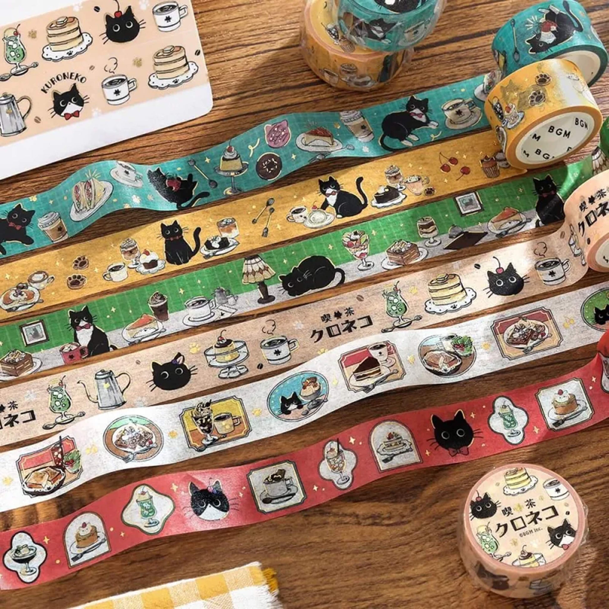 BGM Foil Washi Tape Black Cat Café - Table - Washi Tapes