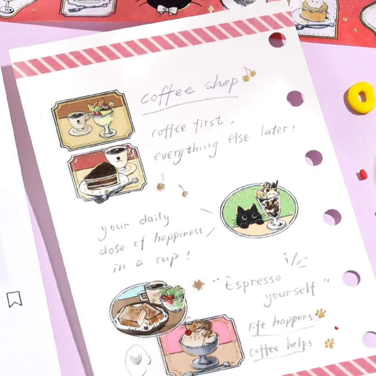 BGM Foil Washi Tape Black Cat Café - Today's Menu - Washi Tapes