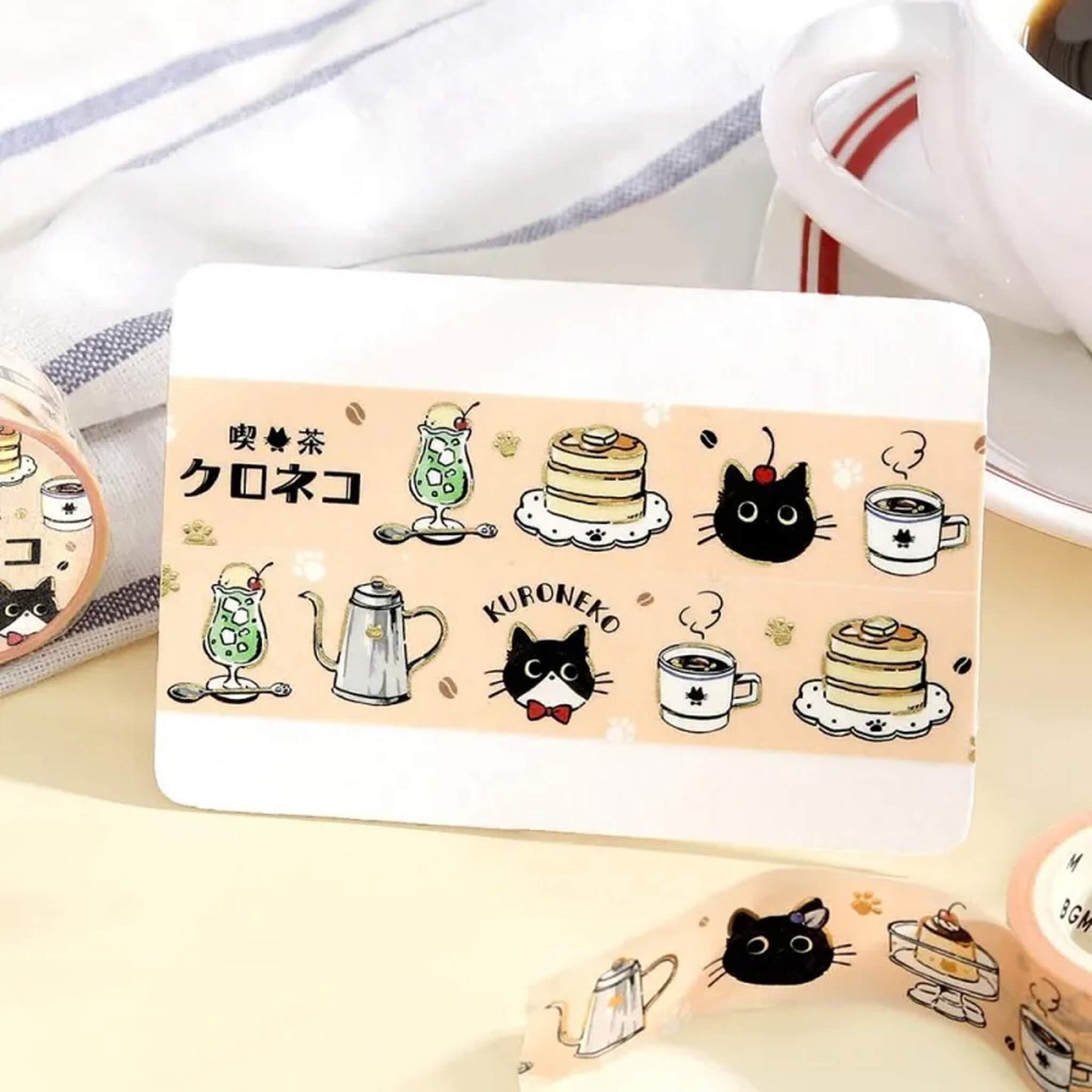 BGM Foil Washi Tape Black Cat Café - Welcome - Washi Tapes