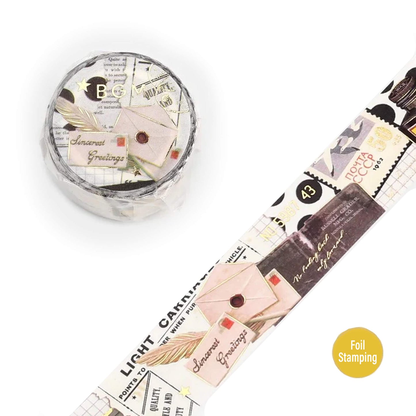 BGM Foil Washi Tape Invitation to Romance - Letter - Washi Tapes
