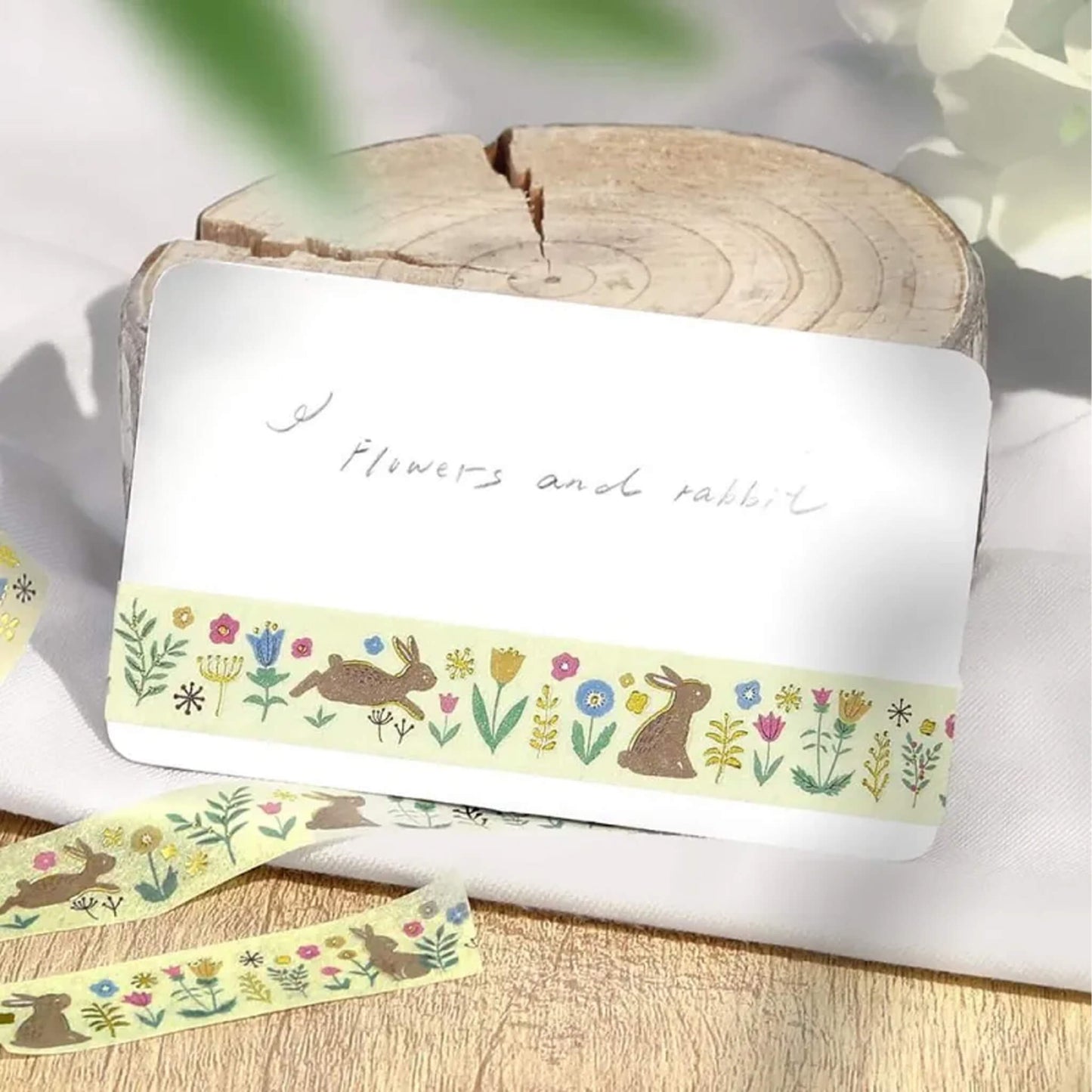 BGM Foil Washi Tape Nordic Forest - Flowers and Rabbits - Washi Tapes