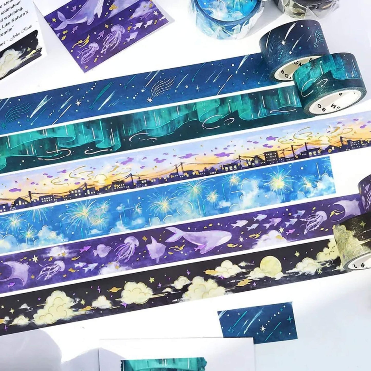BGM Foil Washi Tape Sky Picture Book - Aurora - Washi Tapes