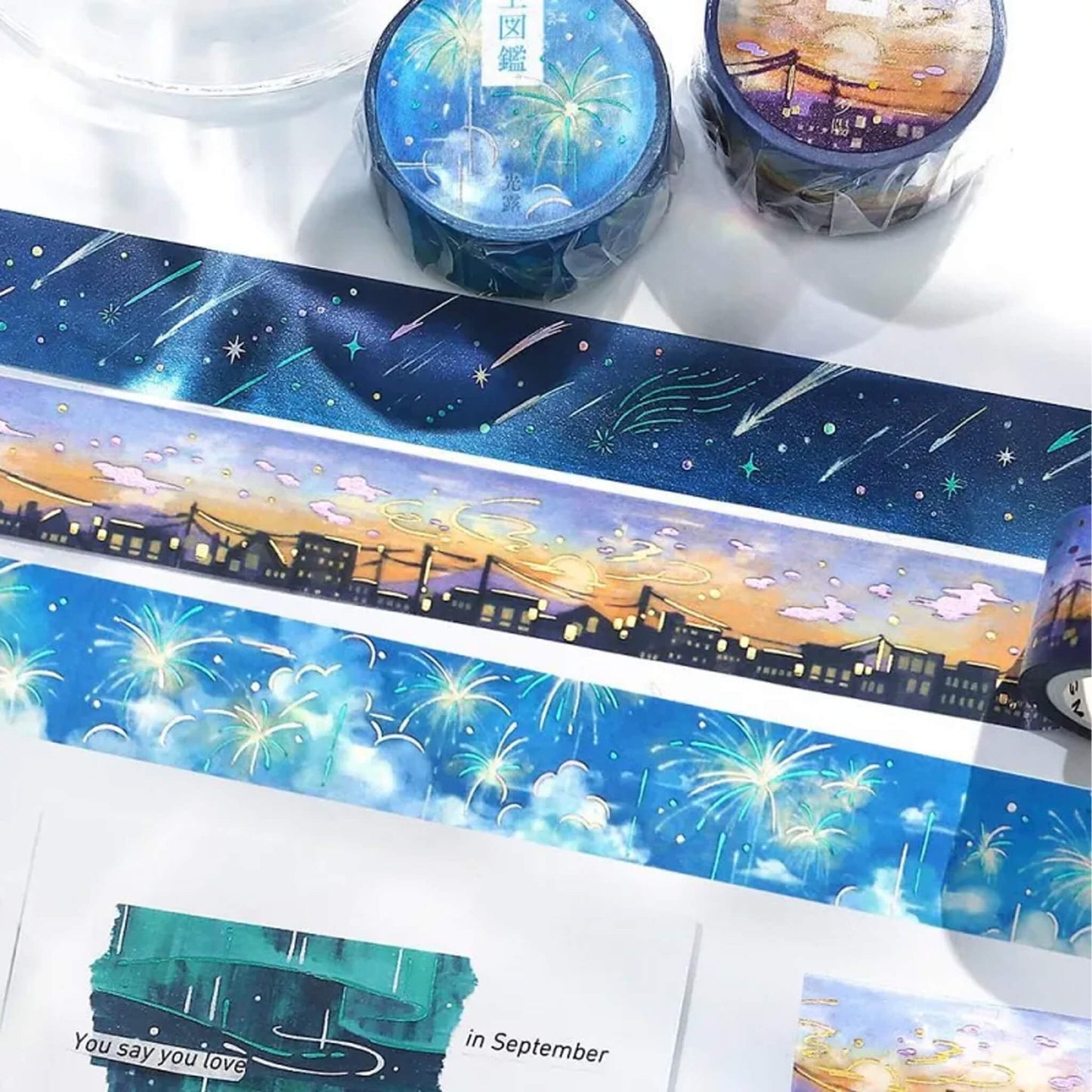 BGM Foil Washi Tape Sky Picture Book - Light Dew - Washi Tapes