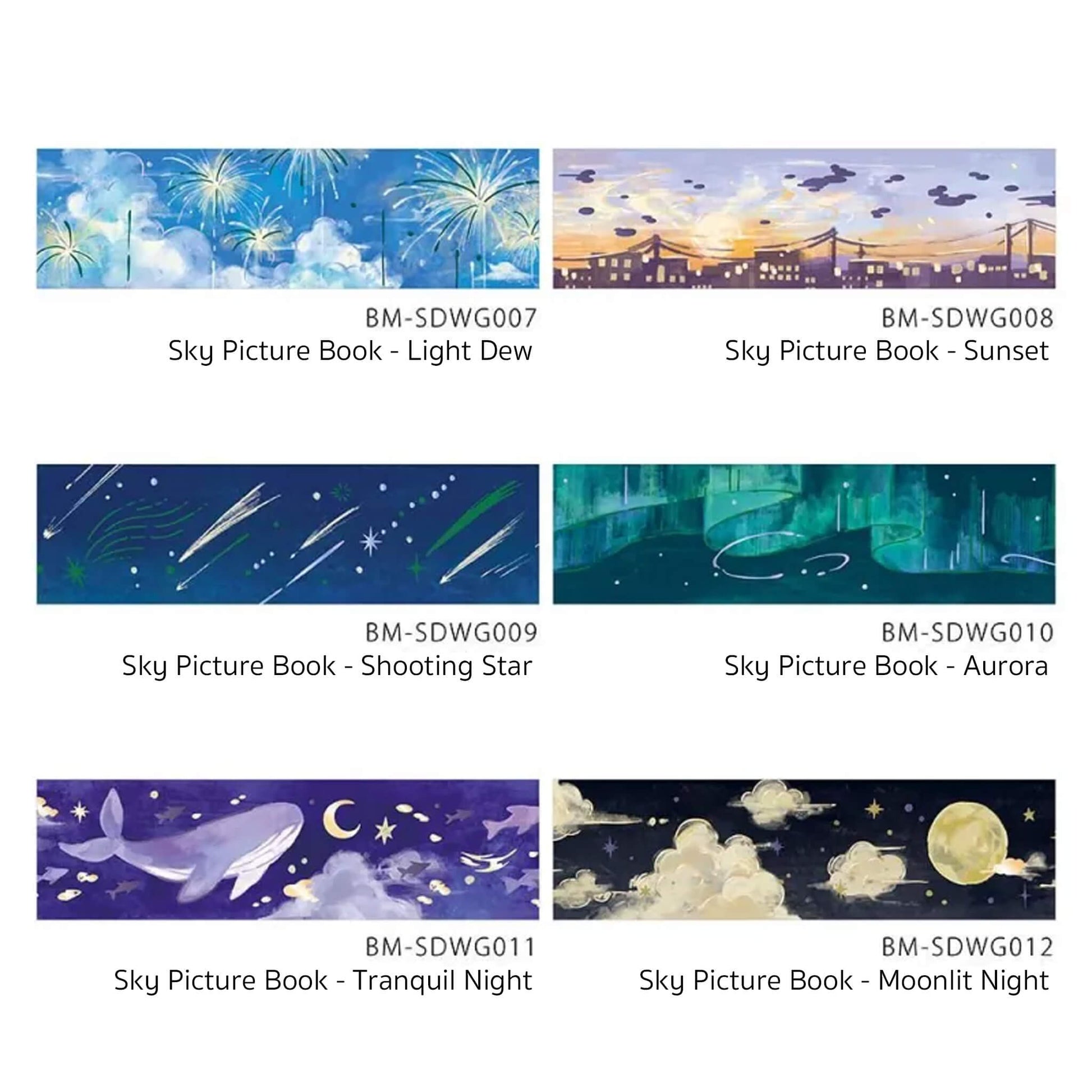 BGM Foil Washi Tape Sky Picture Book - Tranquil Night - Washi Tapes