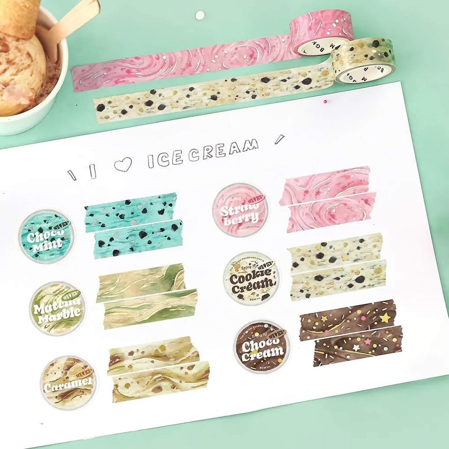 BGM Foil Washi Tape We Love ICE - Matcha Marble - Washi Tapes