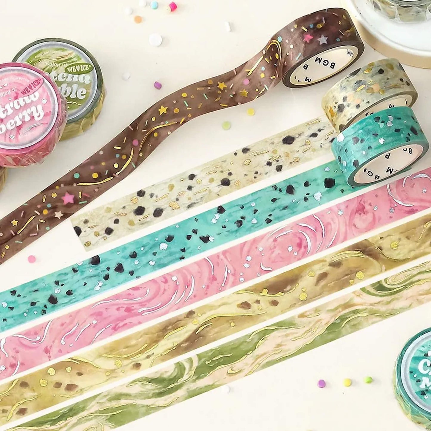 BGM Foil Washi Tape We Love ICE - Matcha Marble - Washi Tapes