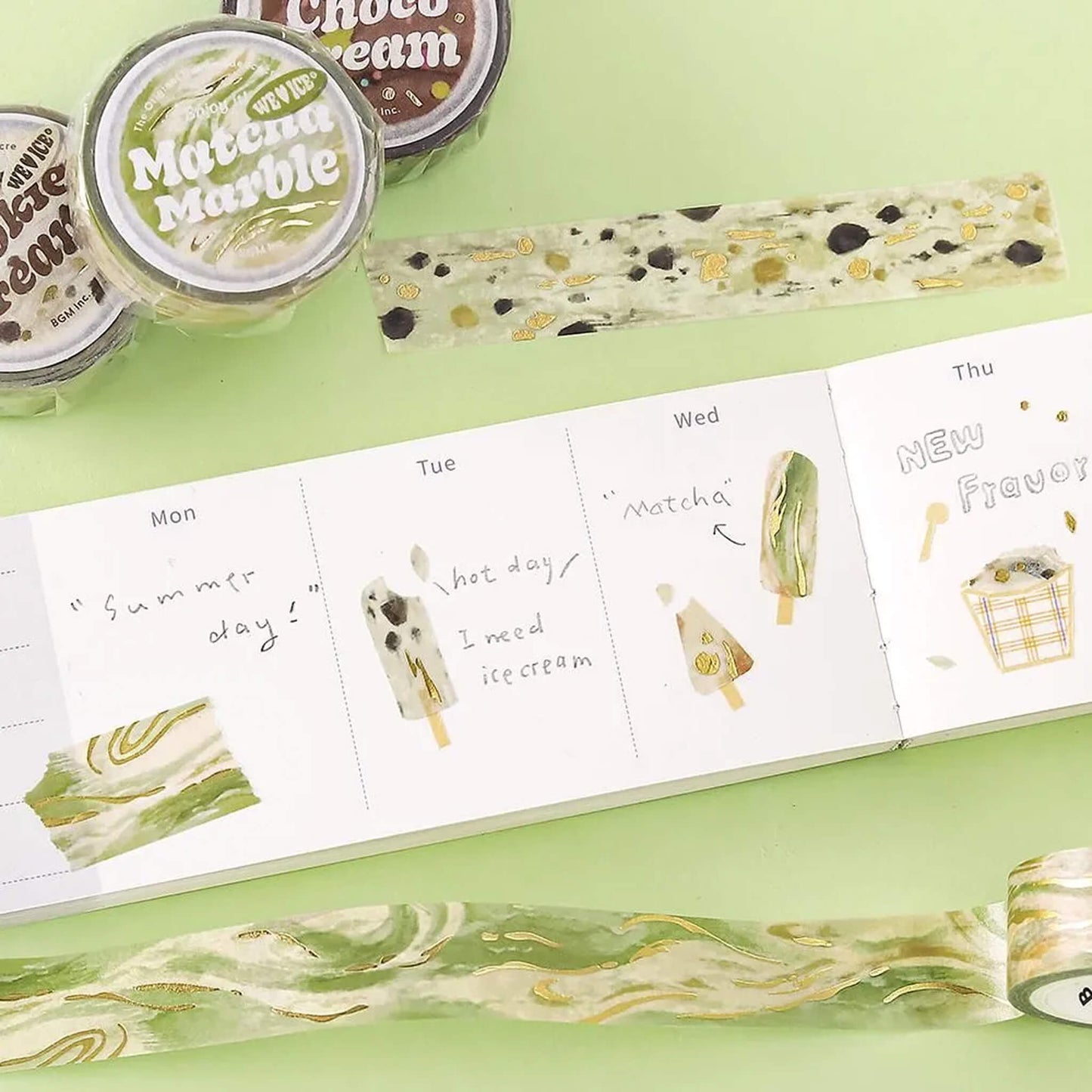 BGM Foil Washi Tape We Love ICE - Matcha Marble - Washi Tapes
