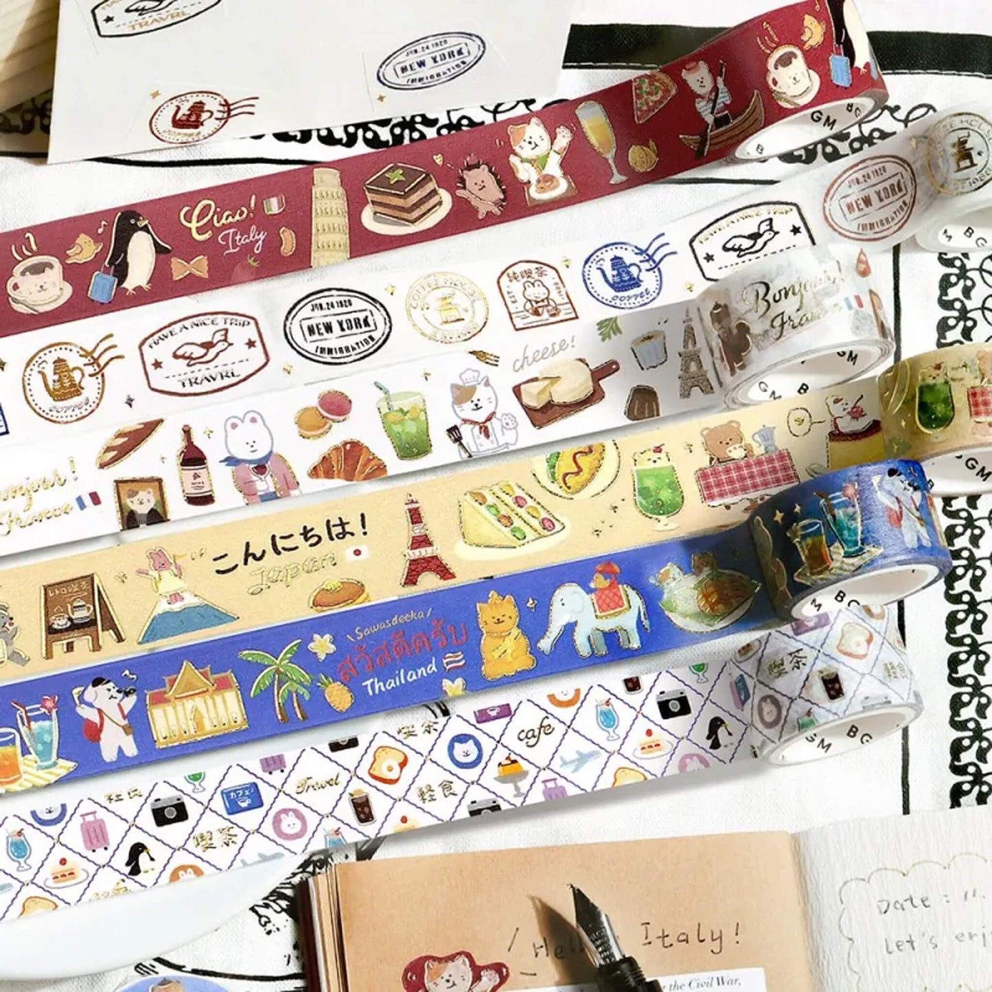 BGM Foil Washi Tape World Café Travelogue - Italy - Washi Tapes