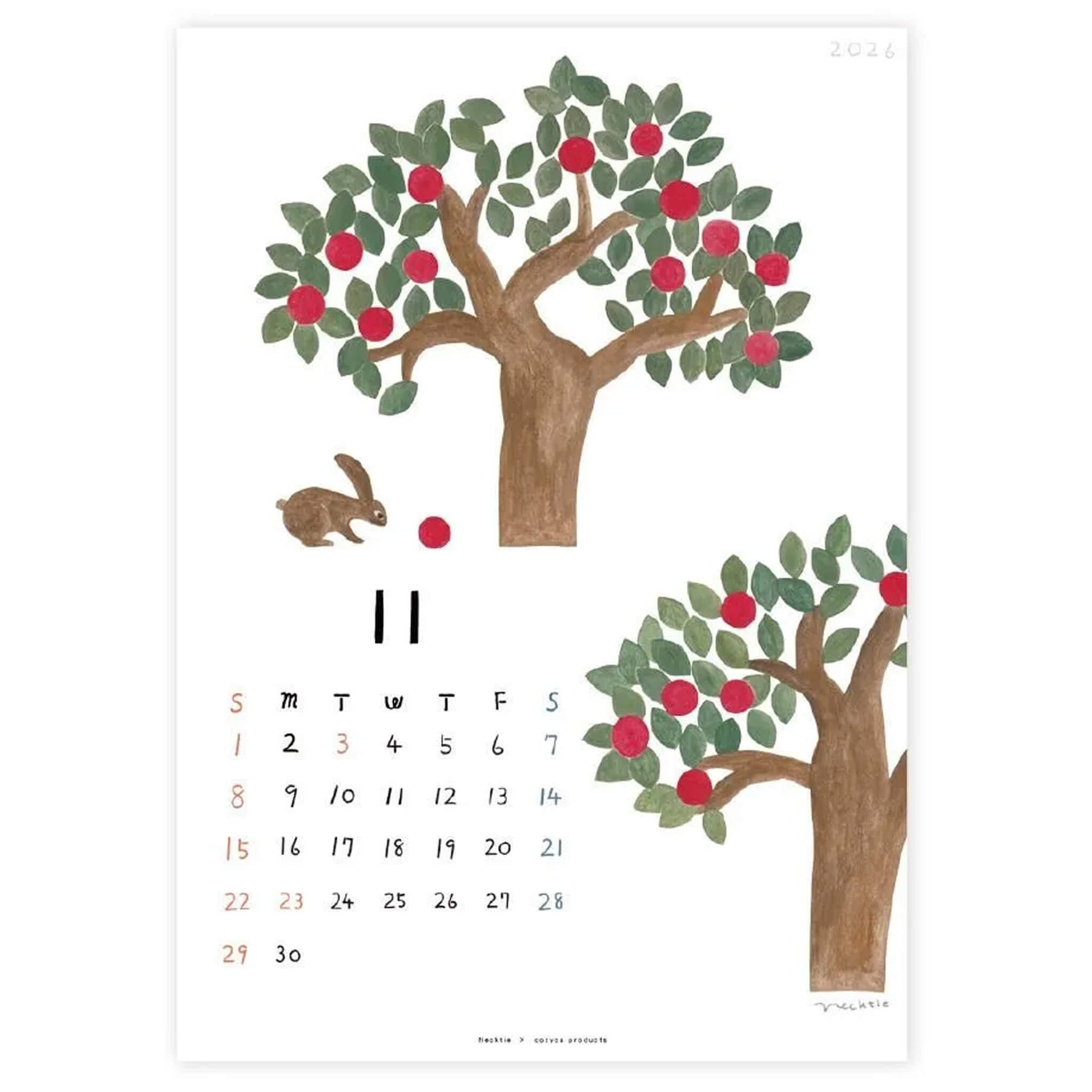 Cozyca 2026 Calendar - Necktie (ネクタイ) - 2026 Calendars