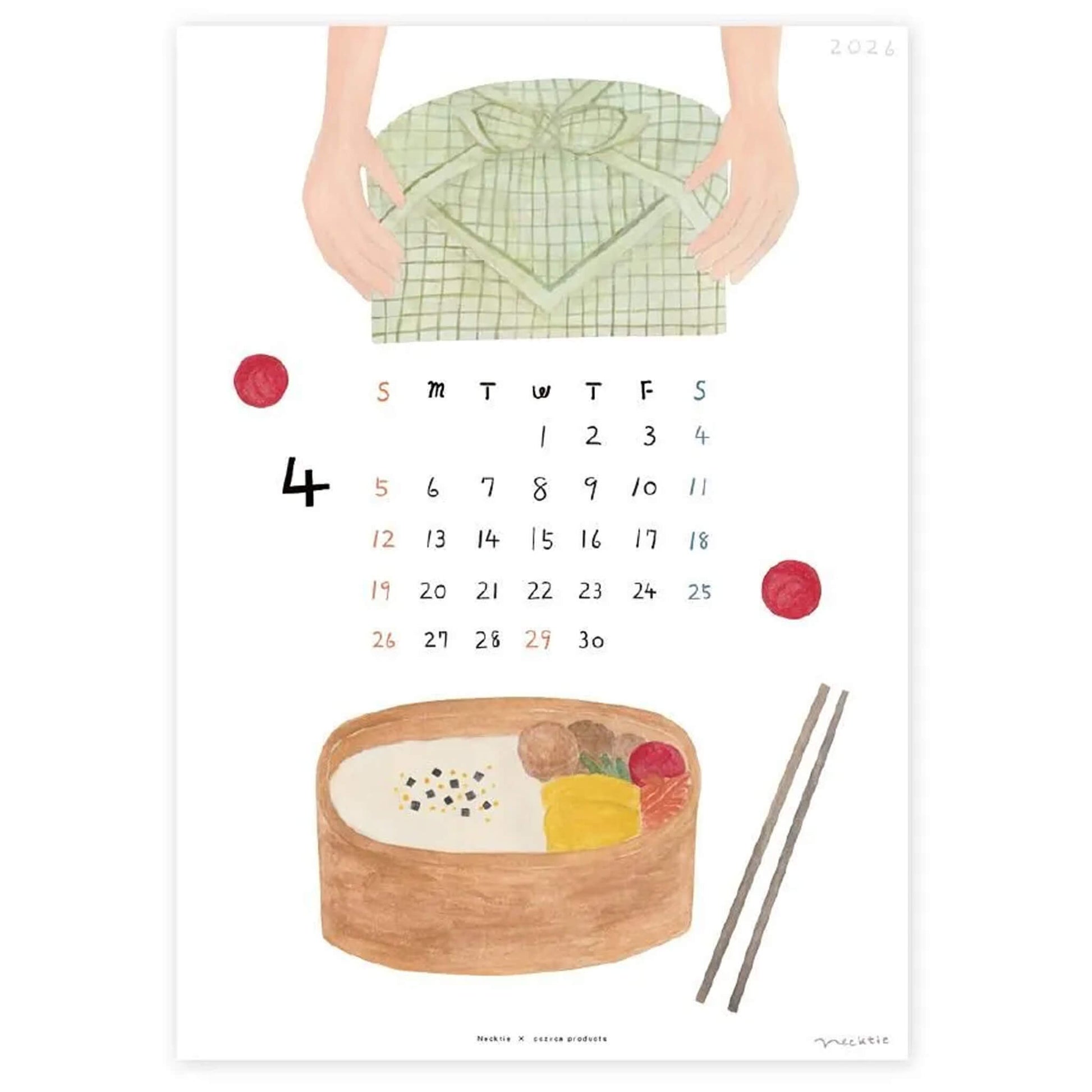 Cozyca 2026 Calendar - Necktie (ネクタイ) - 2026 Calendars