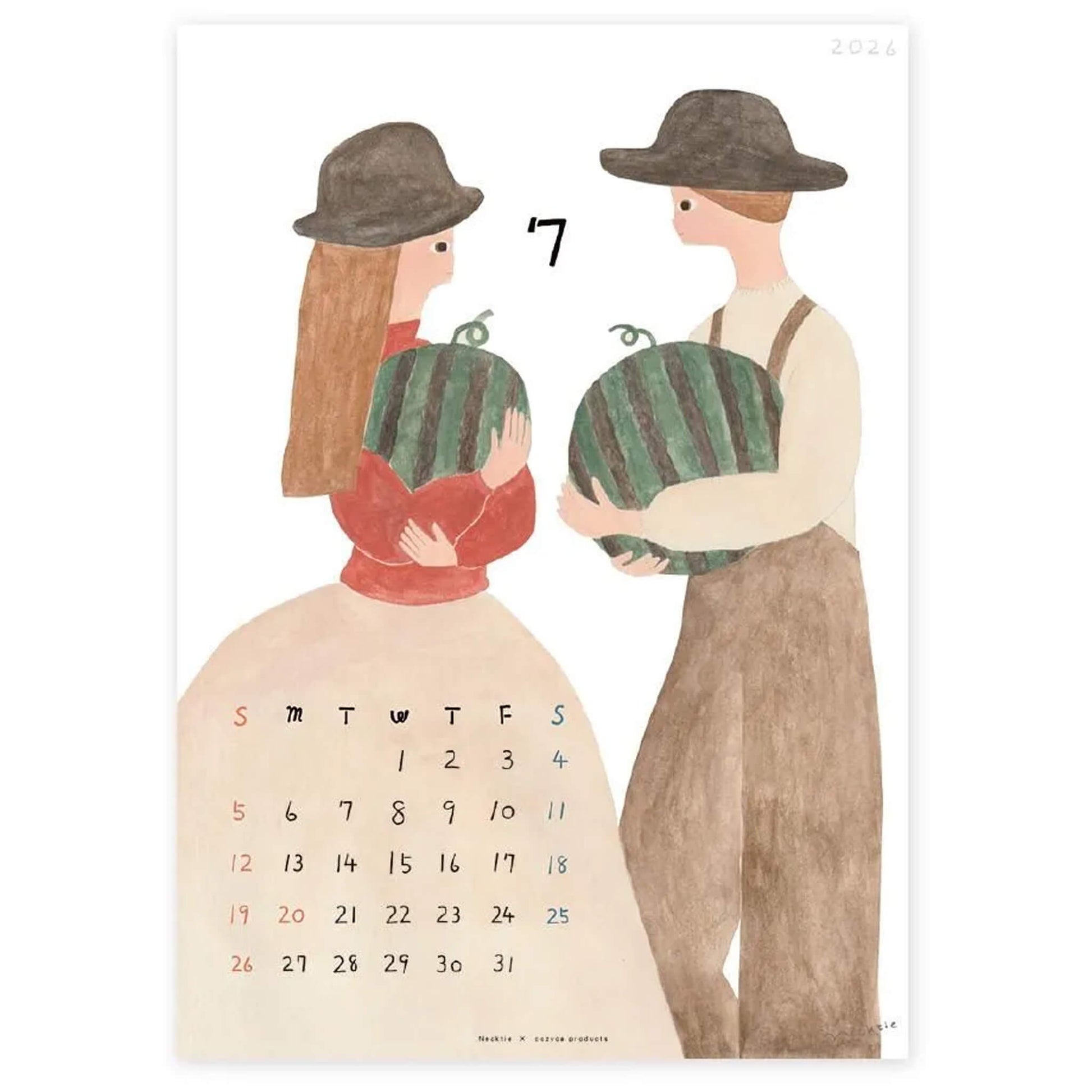 Cozyca 2026 Calendar - Necktie (ネクタイ) - 2026 Calendars