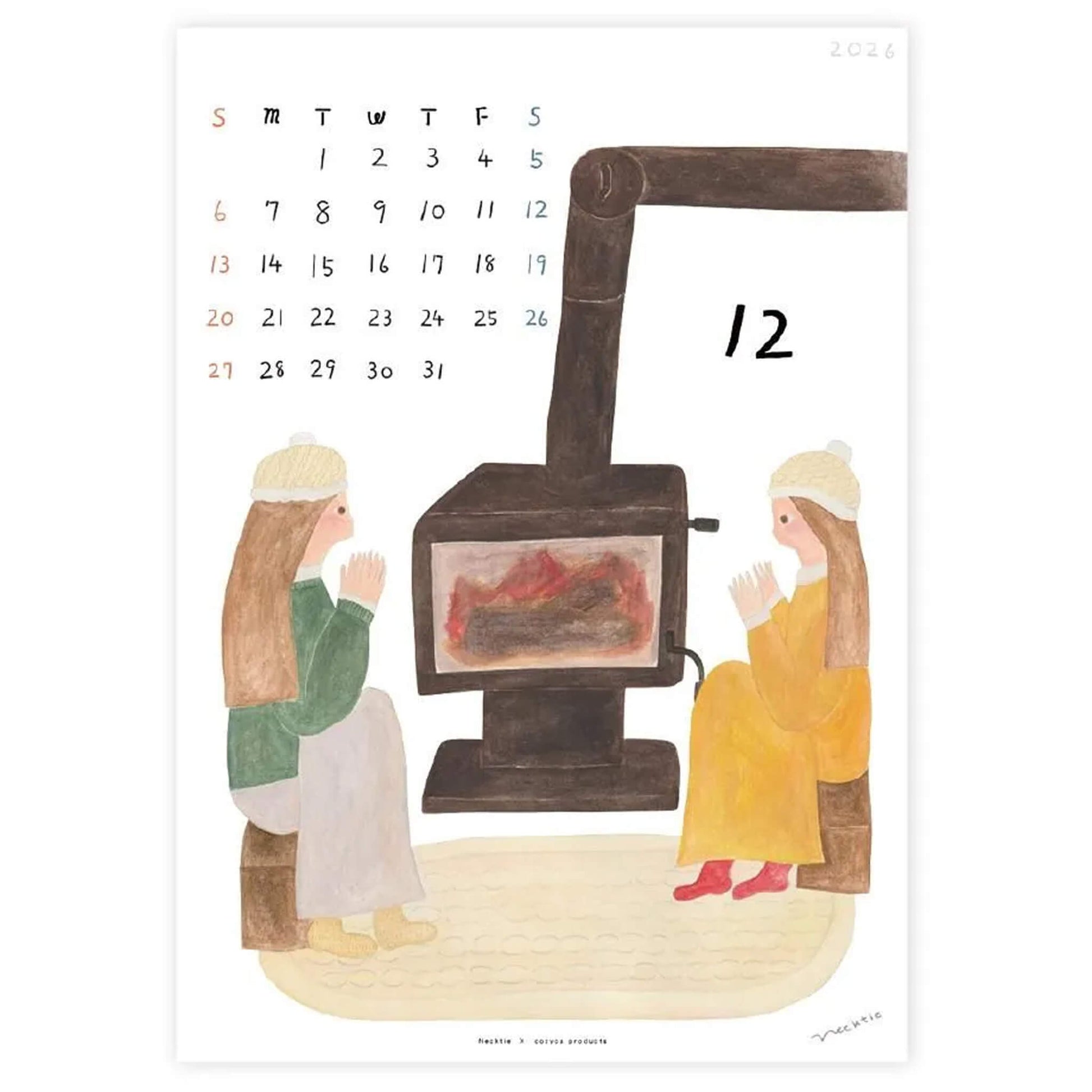 Cozyca 2026 Calendar - Necktie (ネクタイ) - 2026 Calendars