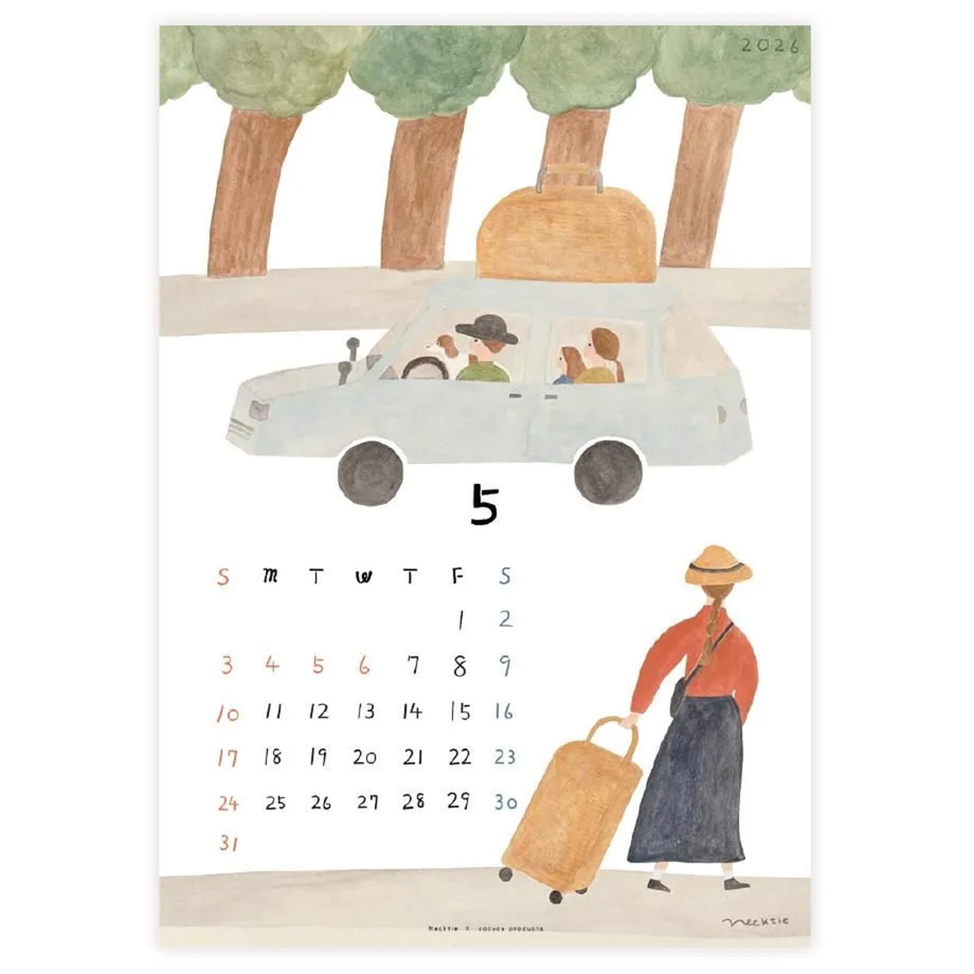 Cozyca 2026 Calendar - Necktie (ネクタイ) - 2026 Calendars