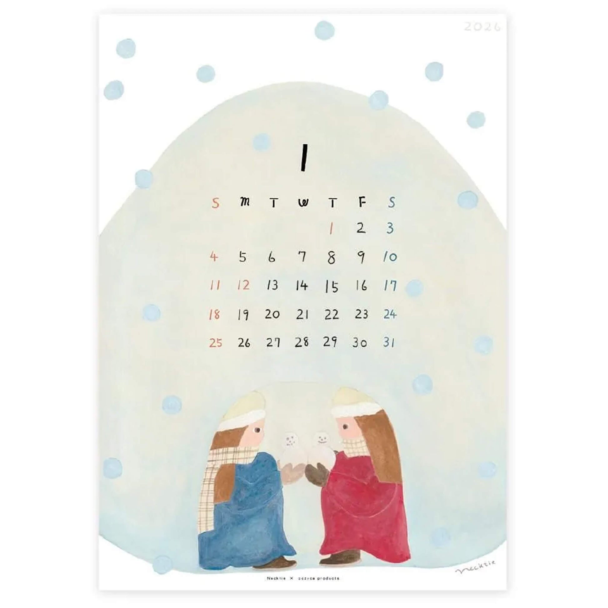 Cozyca 2026 Calendar - Necktie (ネクタイ) - 2026 Calendars