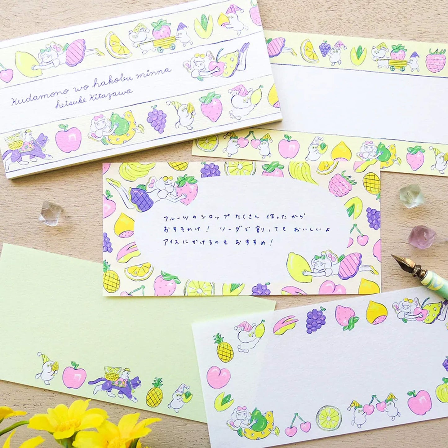 Cozyca Ippitsusen Letter Pad - Everyone Carrying Fruit - Ippitsusen