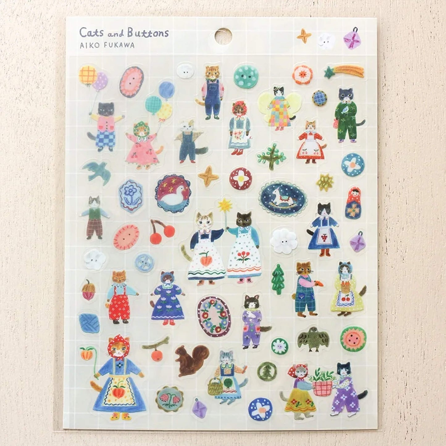 Cozyca Sticker Seal - Cats & Buttons - Sticker Sheets