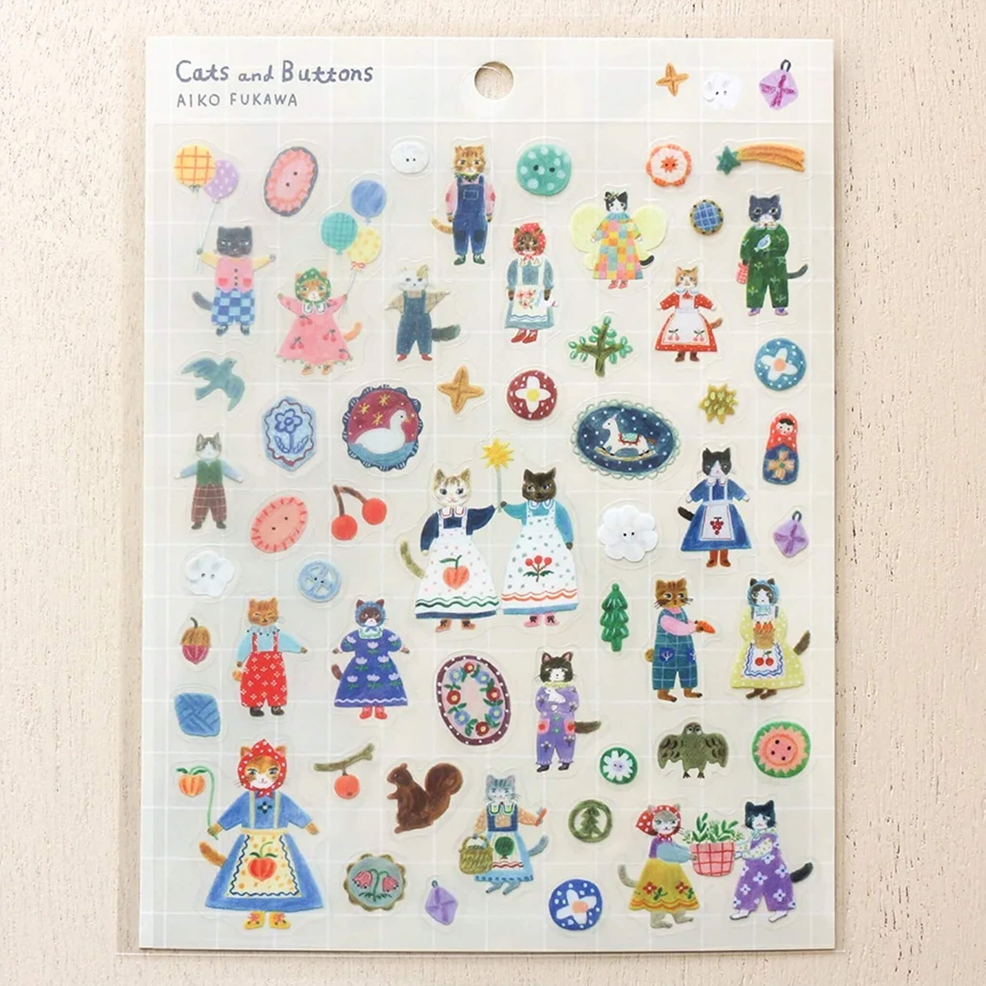 Cozyca Sticker Seal - Cats & Buttons - Sticker Sheets