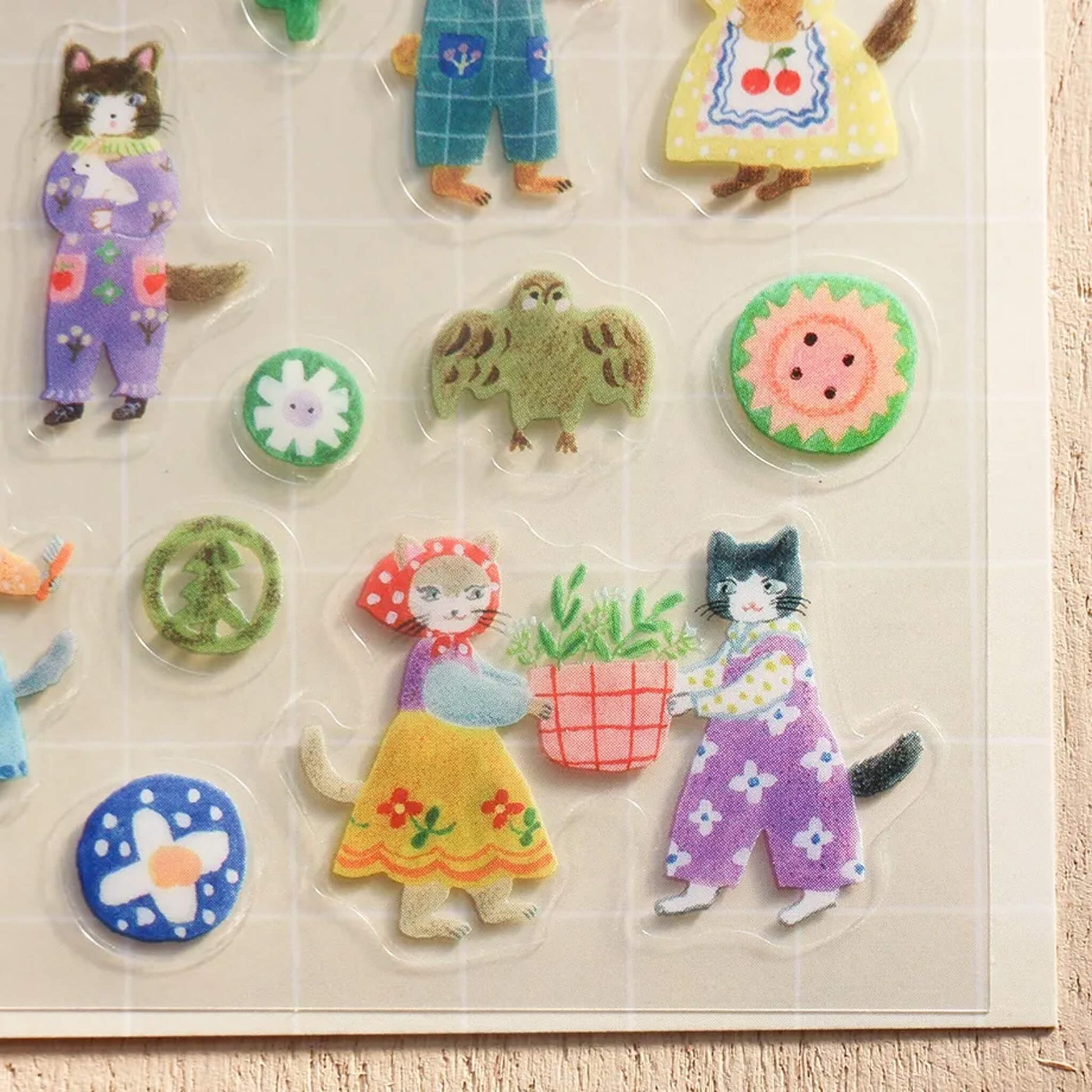 Cozyca Sticker Seal - Cats & Buttons - Sticker Sheets